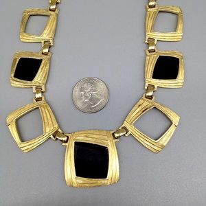 Vintage Trifari  Statement Necklace Gold & Black